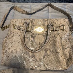 Elegant Snake Print Handbag